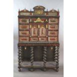 A late 17th century Flemish European ormolu mounted ebony and red tortoiseshell cabinet on stand