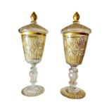 Pair Of 19th Century Bohemian Crystal Goblets For Ottoman Market