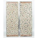 A pair of large geometric inlaid polychrome marble panels, Egypt, 15/17th Century