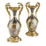 JOSEPH RENE BINET (FRENCH, 1866-1911) FINE PAIR OF19TH CENTURY SEVRES STYLE PORCELAIN URNS