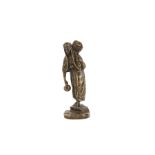 A SMALL LATE 19TH CENTURY FRENCH ORIENTALIST BRONZE FIGURE OF AN ARAB WATER CARRIER