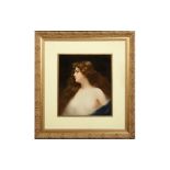 A LARGE LATE 19TH CENTURY BERLIN K.P.M. PORCELAIN PLAQUE DEPICTING A MAIDEN