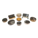 A COLLECTION OF NINE 19TH CENTURY AND LATER AGATE AND METAL MOUNTED BOXES