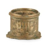 MAMLUK WHITE METAL INLAID BRASS INKWELL EGYPT OR SYRIA, 15TH CENTURY