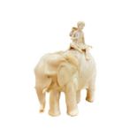 19th Century Anglo Indian Ivory Elephant With Man Seated