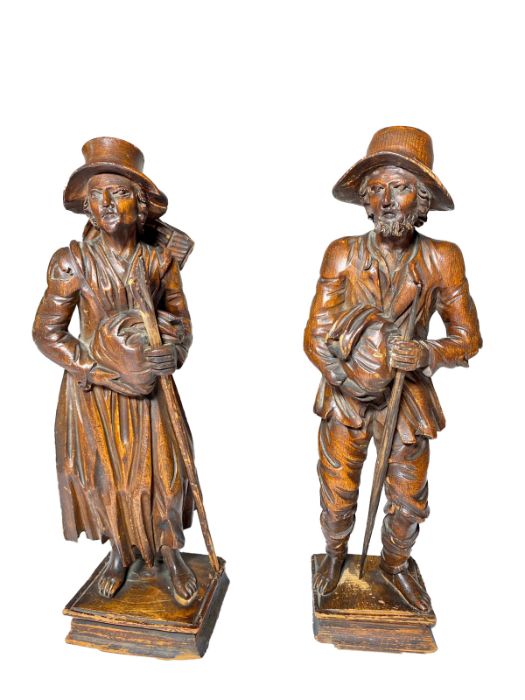Pair Of 19th Century Austrian Carved Wood Figures