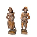 Pair Of 19th Century Austrian Carved Wood Figures