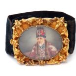 19th Century Indian Mughal Hand Painted Portrait Bracelet Of Akbar II