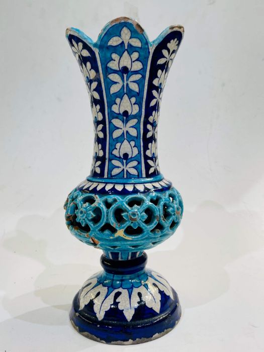 Multan Pottery Vase 19th Century Decorated In Shades Of Blue Iznik Style - Image 6 of 7