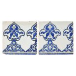 A pair of Damascus underglaze painted pottery border tiles, Syria, 17th century