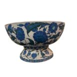 A LARGE CANTAGALLI IZNIK-STYLE POTTERY FOOTED BOWL, ITALY, 19TH CENTURY