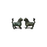 Pair Of Islamic Bronze Reticulated Incense Burners