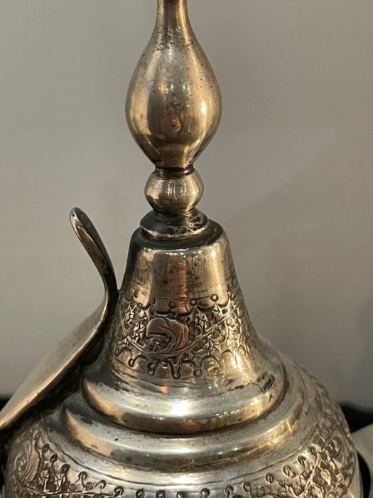 Silver Arabic Teapot 19th century Beautifully Detailed & Metalwork - Image 2 of 3