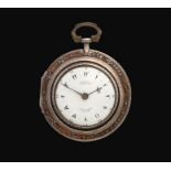 A Silver Tortoiseshell Triple Cased Verge Turkish Pocket Watch