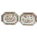 Pair Of Chinese Kangxi Famille Verte Meat Dishes 45cm length x 33cm width