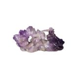EXCEPTIONAL PHONEIX CHINESE AMETHYST BRUSH REST QING PERIOD