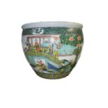 IMPRESSIVE CHINESE FAMILLE VERTE KANGXI PLANTER HEAVILY DECORATED