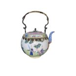 A RARE CHINESE CANTON ENAMEL TEAPOT 19TH CENTURY QING PERIOD