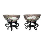 PAIR OF FINELY PAINTED CHINESE EGG SHELL BOWL'S WITH QIANLONG MARK, REPUBLIC PERIOD