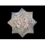 12th Century Kashan Polychrome Star Tile