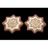 TWO KASHAN COBALT AND LUSTRE STELLAR TILES