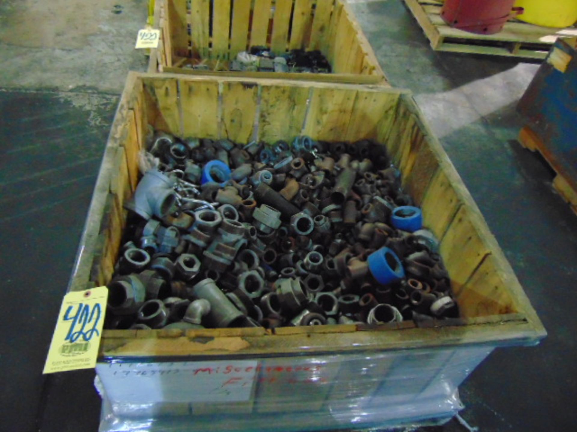 LOT CONSISTING OF: pipe fittings, control valves & fasteners, assorted (on three pallets)