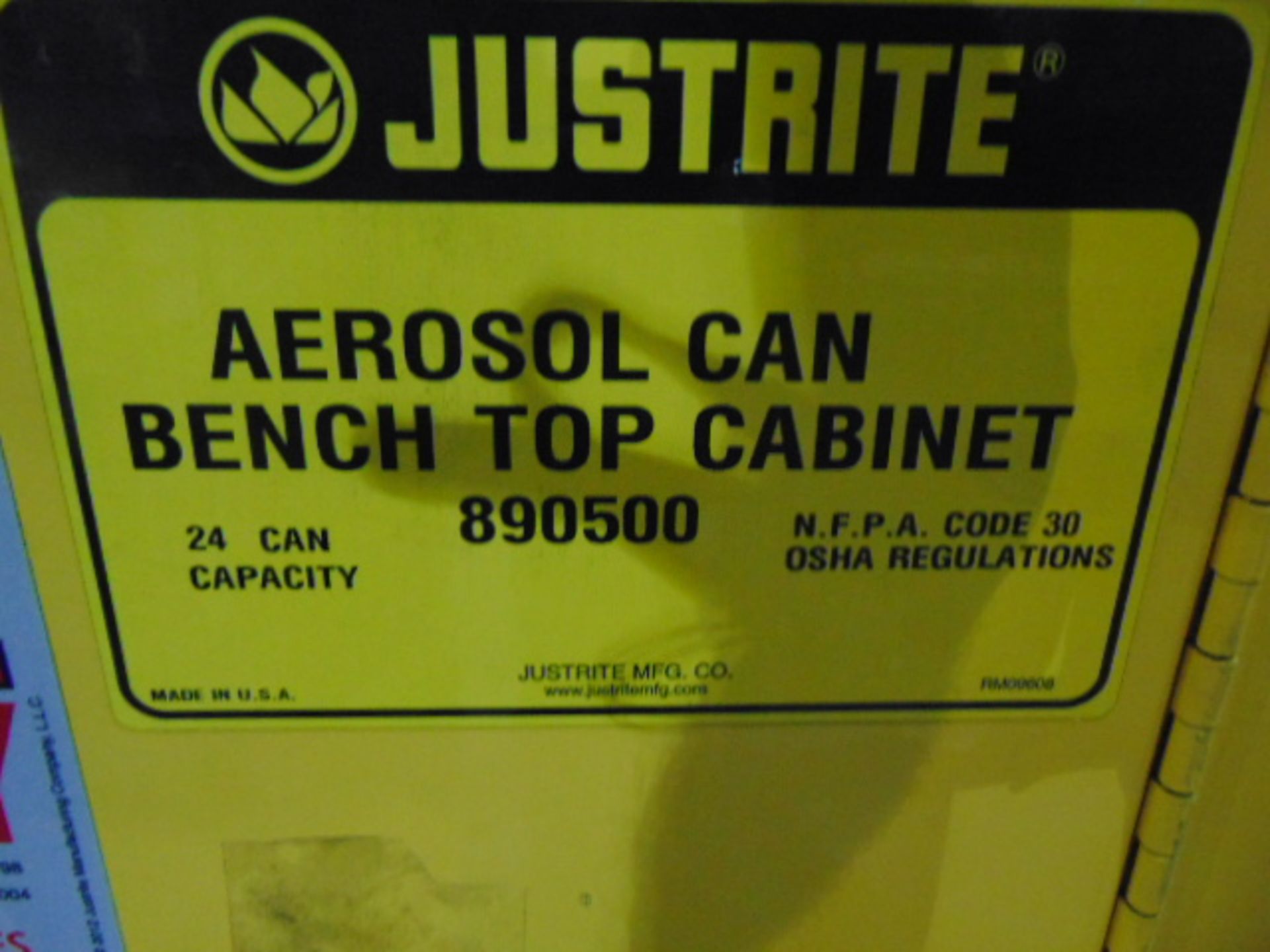 FLAMMABLE AEROSOL CAN BENCH TOP STORAGE CABINET, 24 can cap. - Image 3 of 3