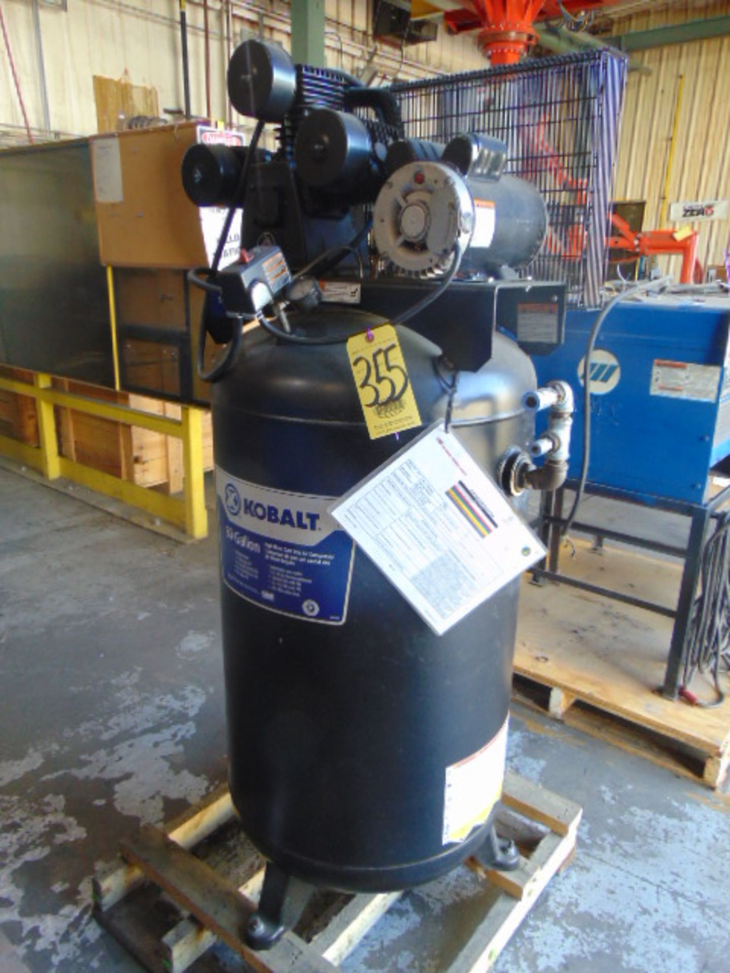 AIR COMPRESSOR, KOBALT MDL. 221580, 80 gal. vert. tank, S/N K17410863A-UV (in weld shop)