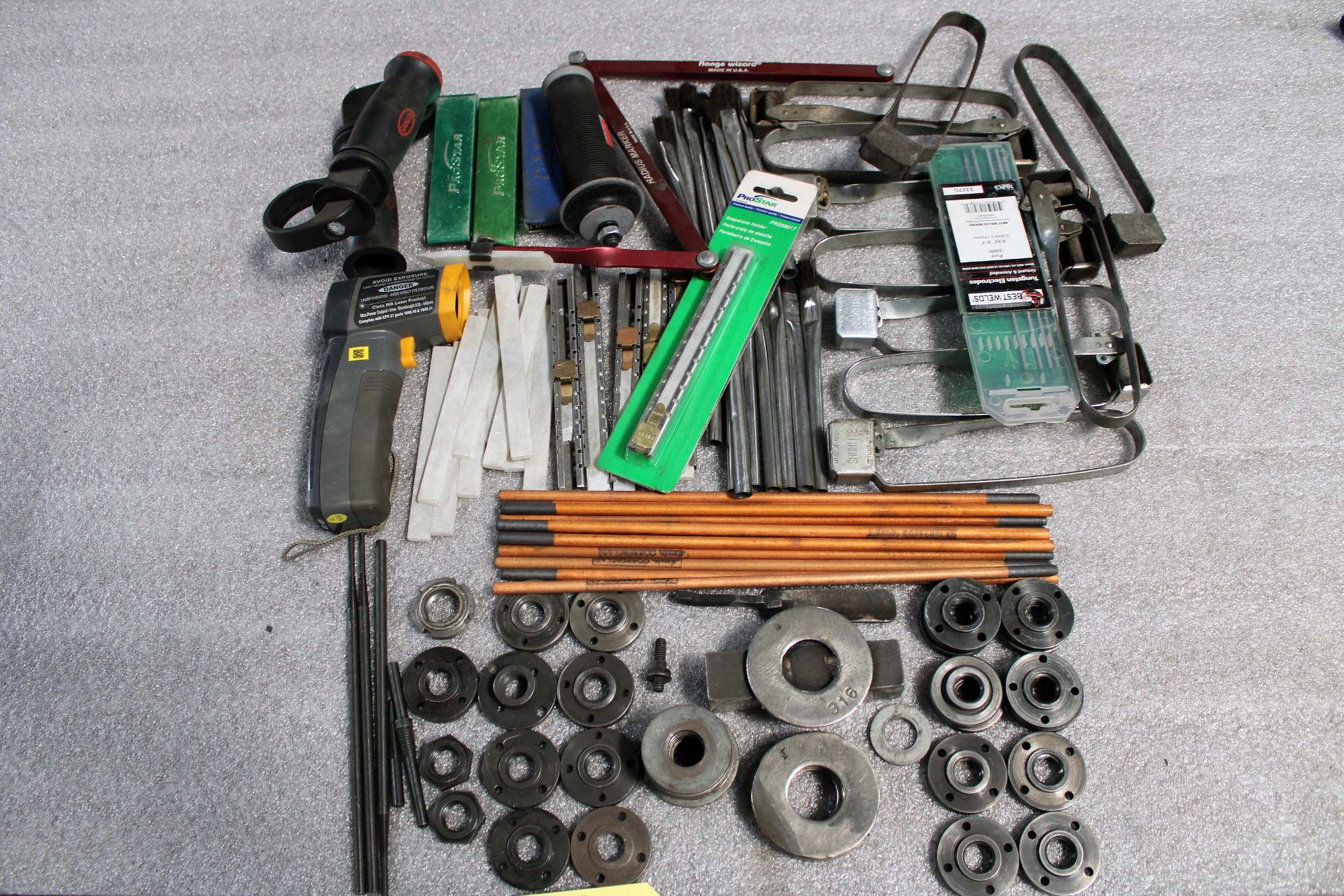 LOT CONSISTING OF: strikers, brushes , wire guides, tip cleaners & other items