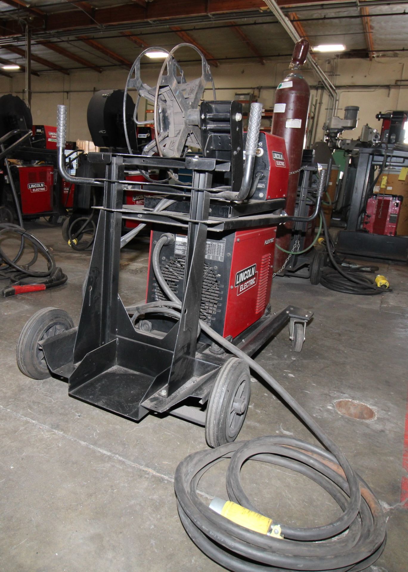 MIG WELDER, LINCOLN FLEXTEC 450, new 2013, LF-72 wire feeder, running gear cart, S/N U1130200755 - Image 2 of 2