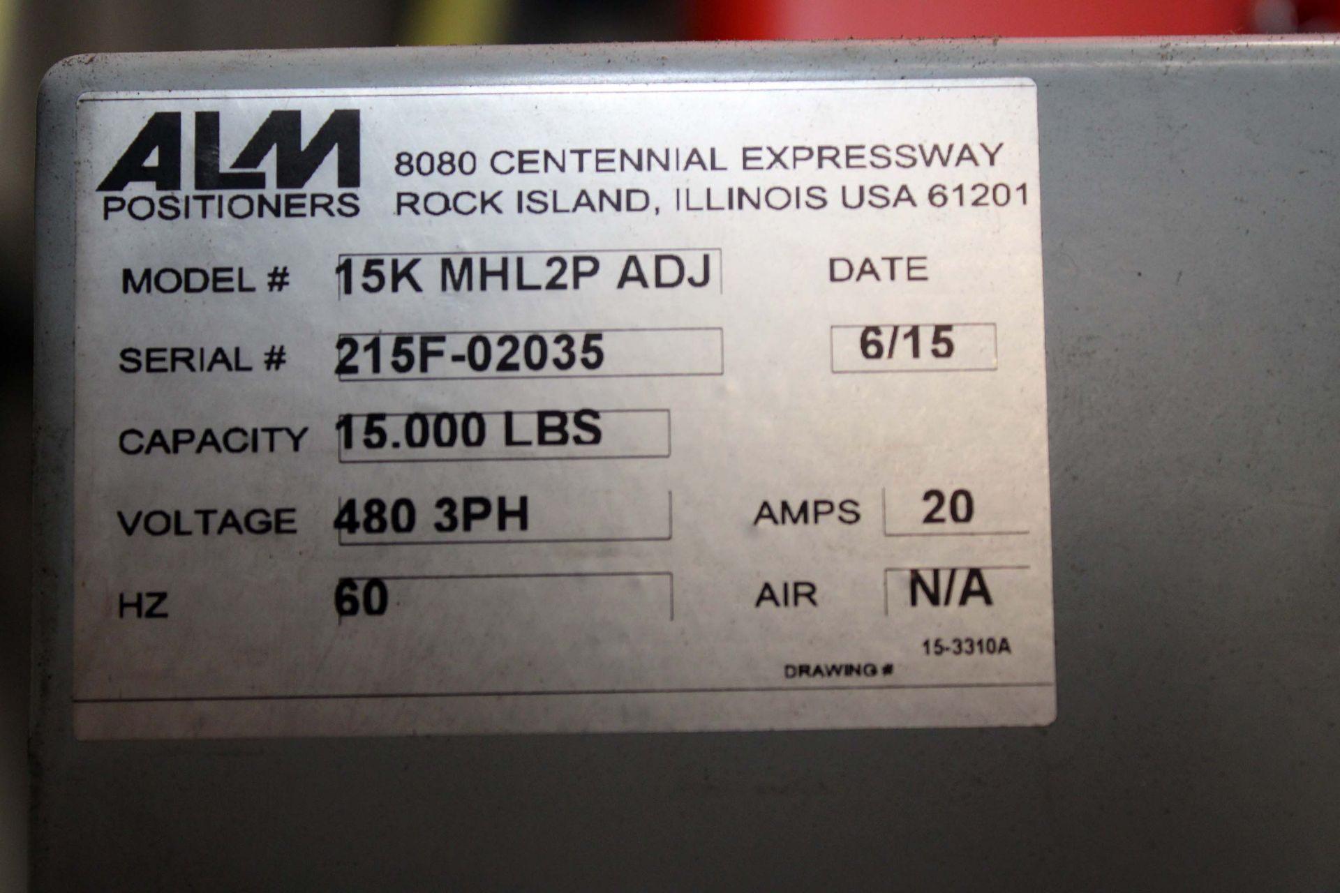 HEADSTOCK / TAILSTOCK WELDING POSITIONER, ALM 15,000 LB. CAP. MDL. MHL2P, new 2014, fixed headstock, - Image 4 of 9