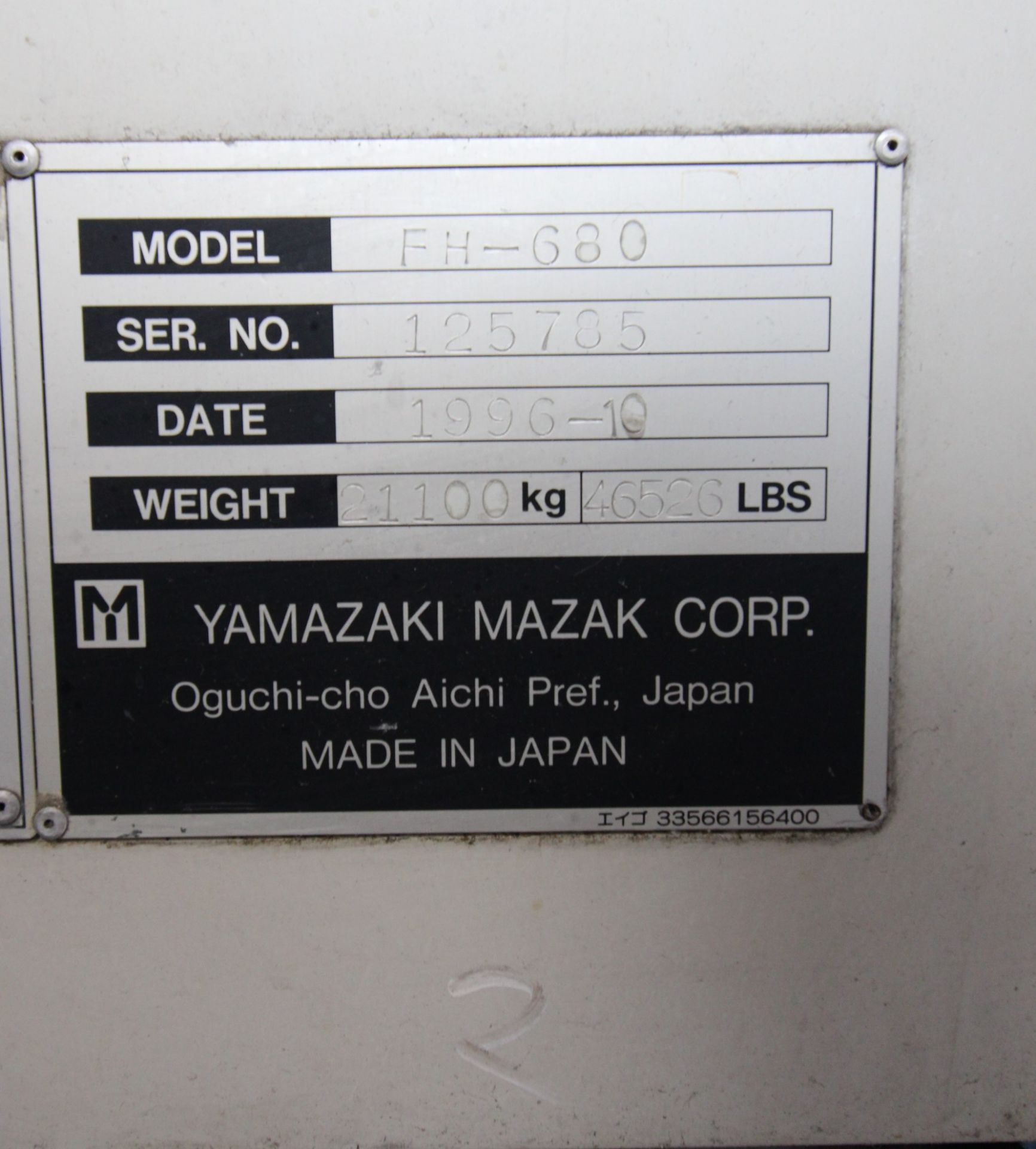 CNC HORIZONTAL MACHINING CENTER, MAZAK MDL. FH680, new 1996, Mazatrol M Plus CNC control, 24” - Image 15 of 15