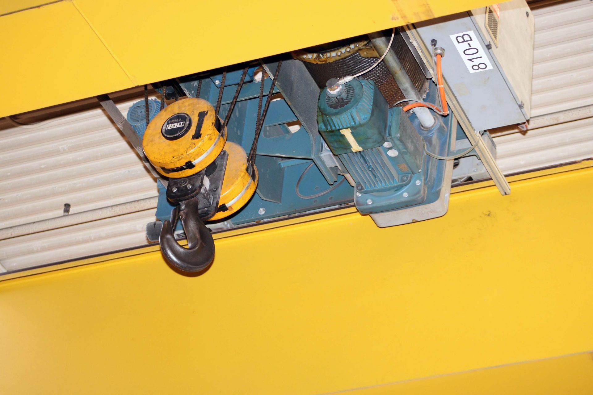 OVERHEAD BRIDGE CRANE, DEMAG 27-1/2 T. CAP. MAIN HOIST & TROLLEY UNIT WITH 5 T. AUX. HOIST & TROLLEY - Image 3 of 4