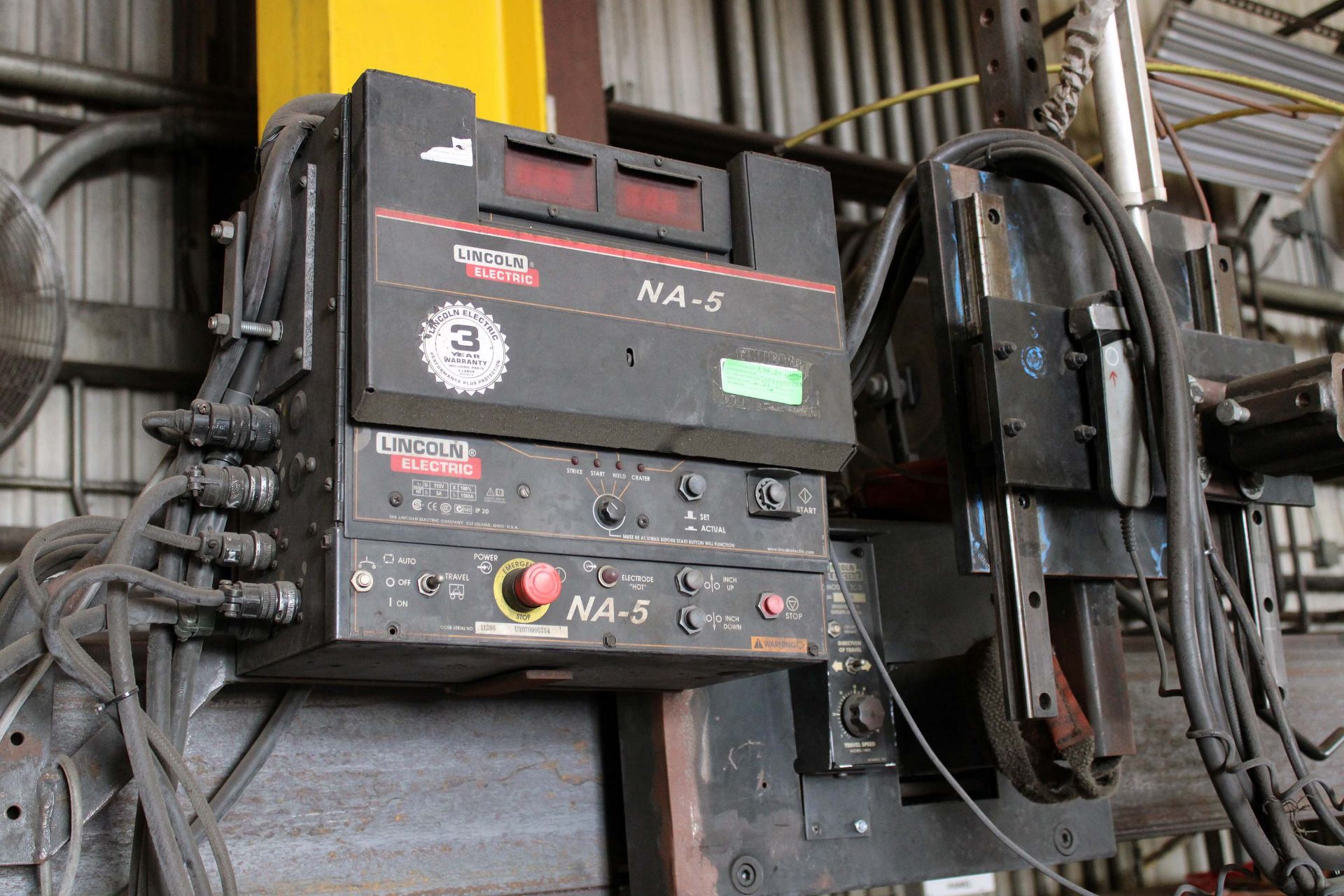 SIDE BEAM WELDING SYSTEM, LINCOLN SUB-ARC, NA-5 weld control unit, sub-arc weld head mtd. to sgl. - Image 5 of 10