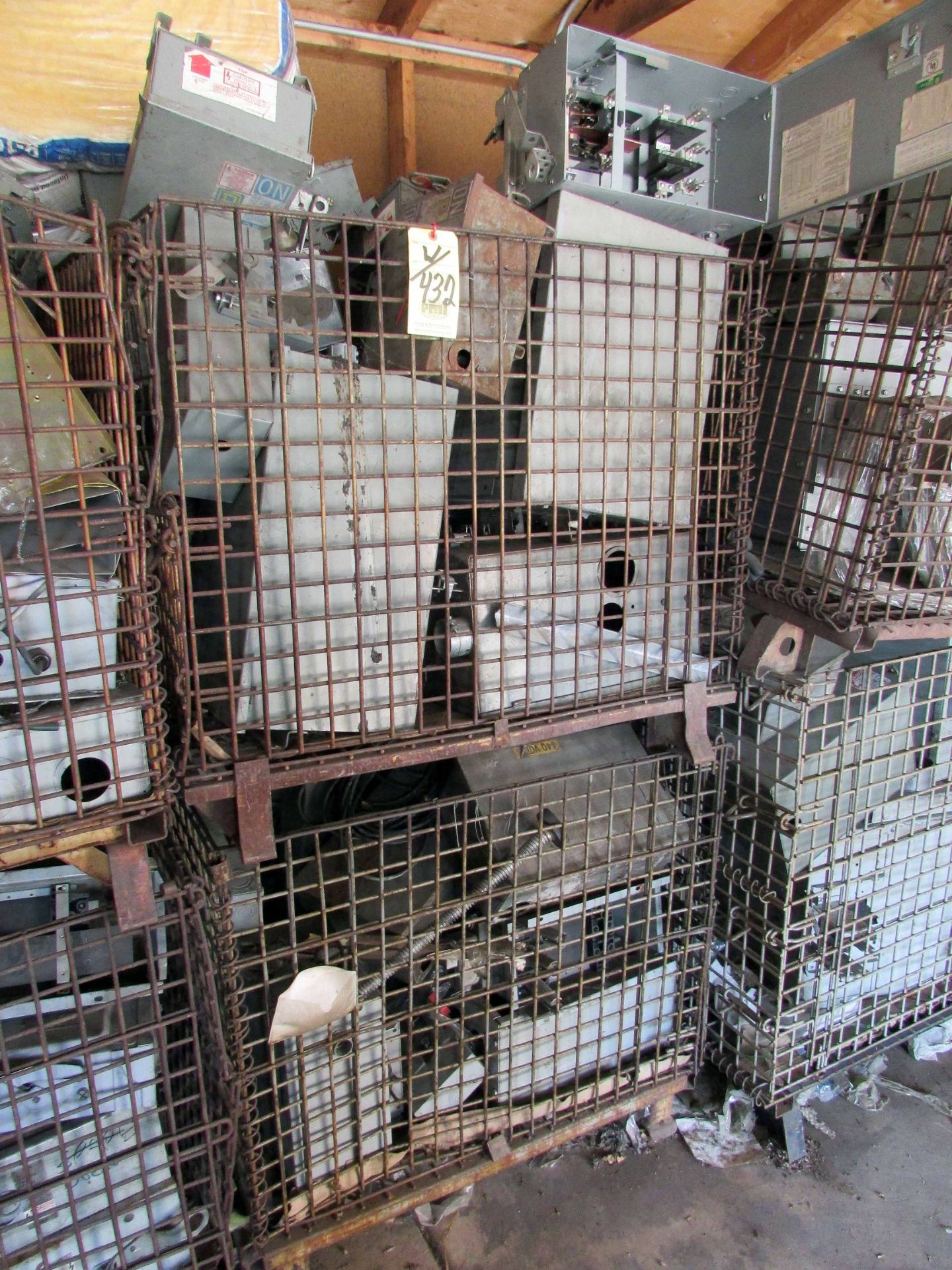 LOT CONSISTING OF: (6) wire baskets, w/ busway disconnect switches, (4) pallets, w/transformers, - Image 3 of 6