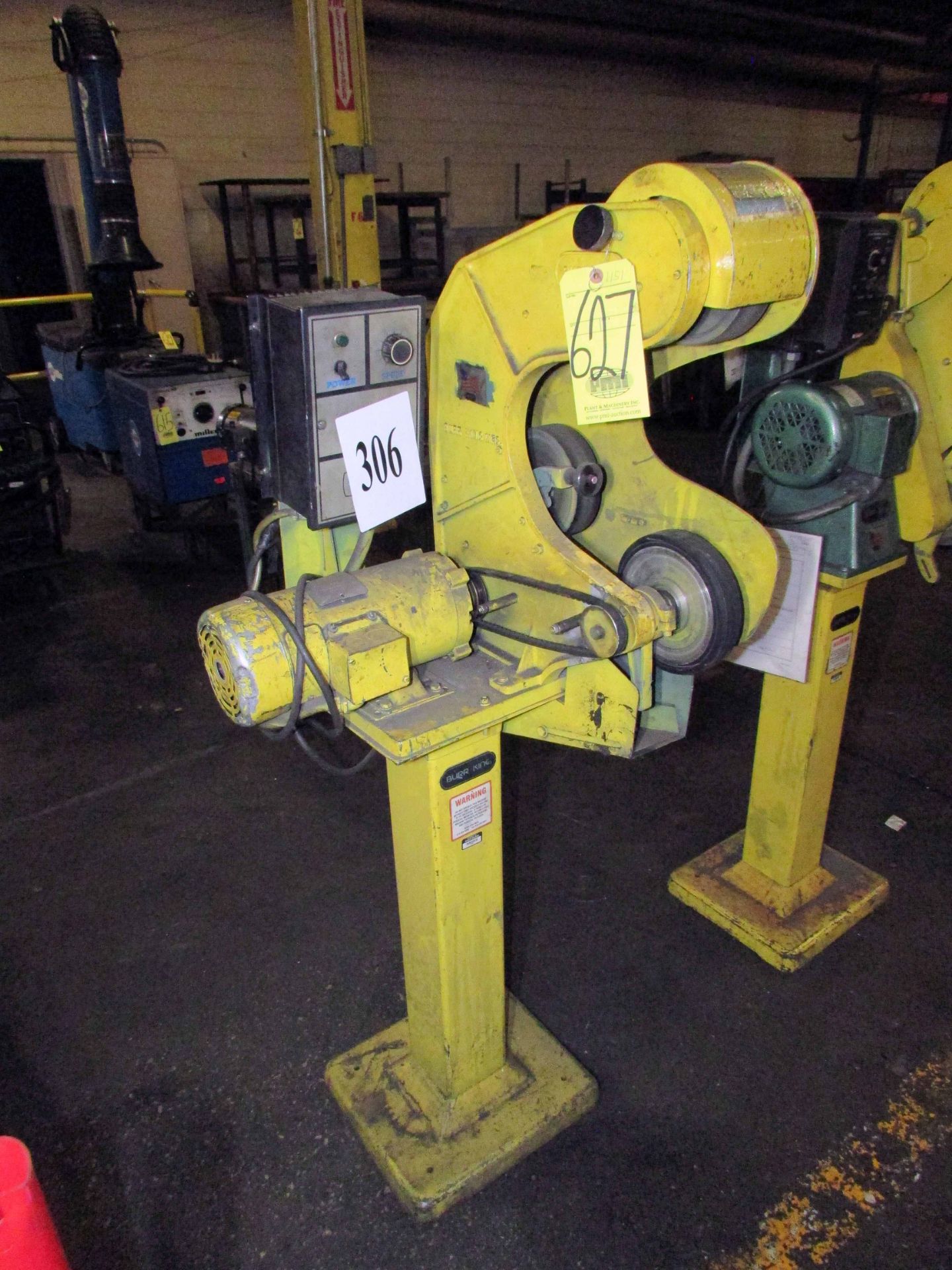 VERTICAL BELT SANDER, BURR KING MDL. 760, 3” on fabricated steel stands