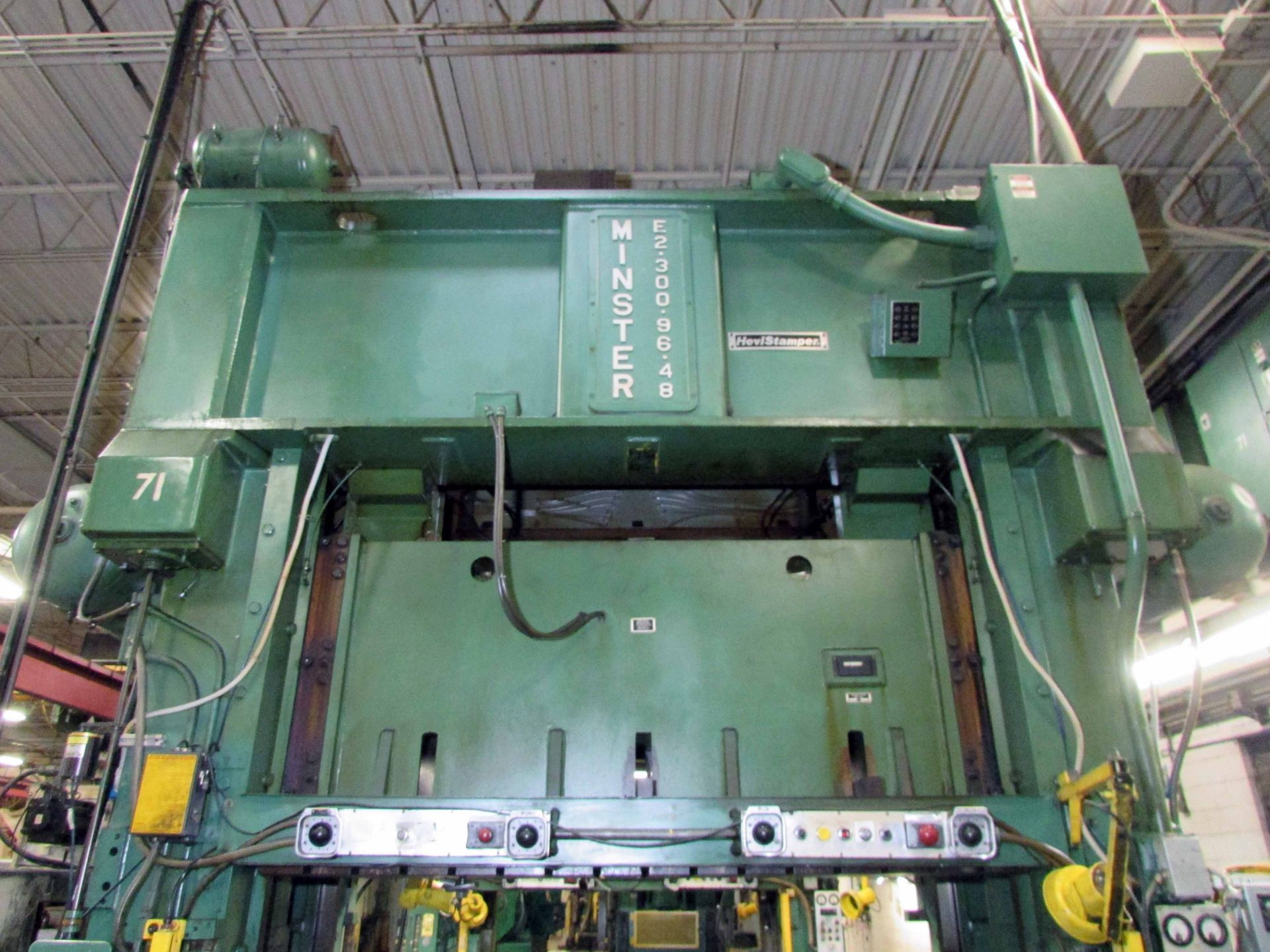 STRAIGHT SIDE 2-POINT ECCENTRIC GEARED PRESS, MINSTER 300 T. CAP. MDL. E2-300-96-48 “HEVI-STAMPER” - Image 4 of 23