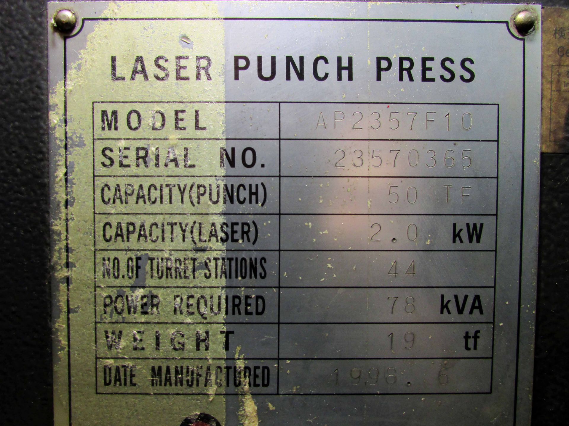 CNC LASER TURRET PRESS, AMADA APELIO MDL. AP2357F10, (1998), Fanuc 05PLA CNC control, Fanuc 2,000 - Image 18 of 19