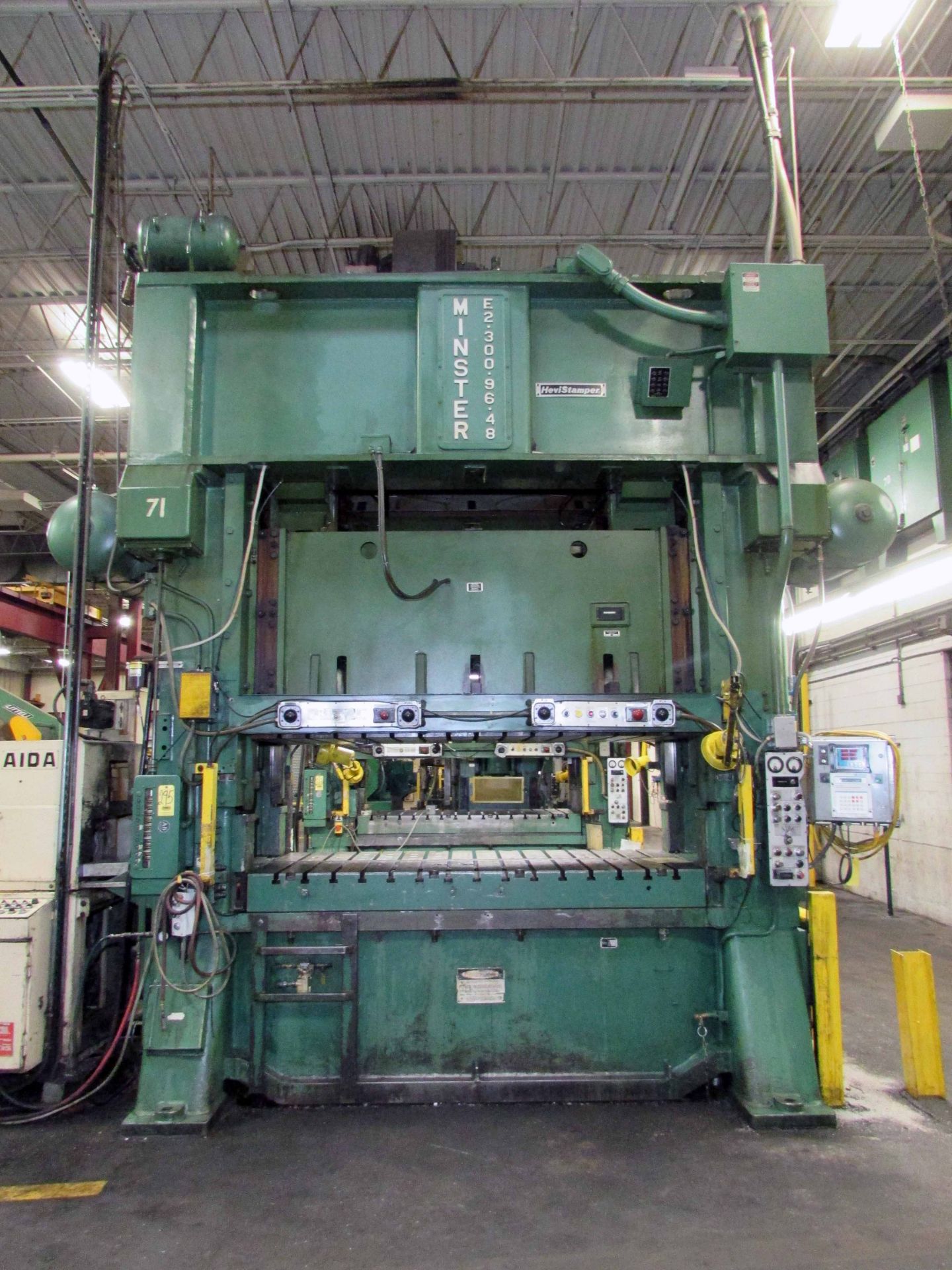 STRAIGHT SIDE 2-POINT ECCENTRIC GEARED PRESS, MINSTER 300 T. CAP. MDL. E2-300-96-48 “HEVI-STAMPER” - Image 2 of 23
