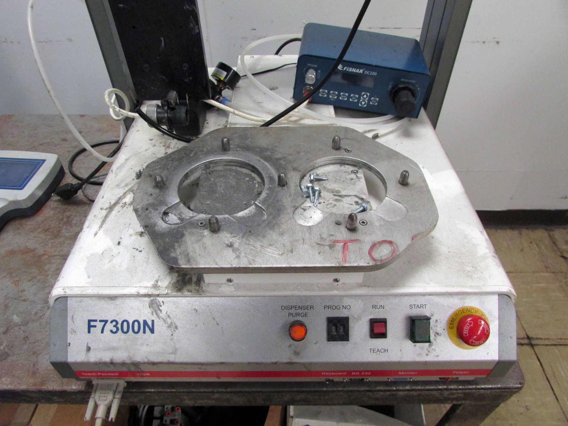 ROBOTIC ADHESIVE APPLICATION MACHINE, FISNAR MDL. F7300N, w/ (5) cases of Lord 406/19GB acrylic - Image 3 of 9