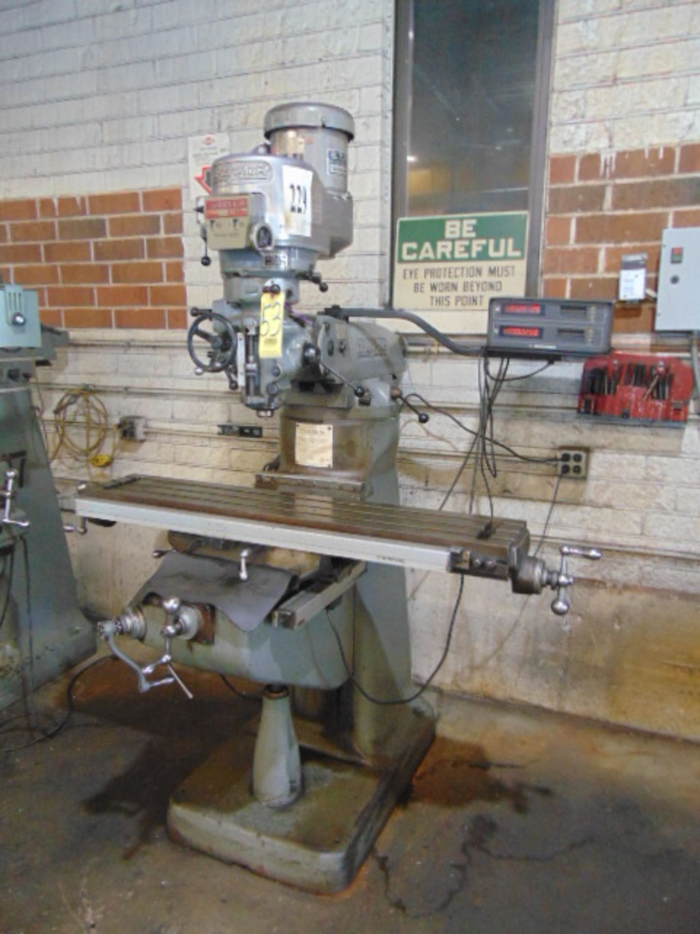 VERTICAL TURRET MILLING MACHINE, BRIDGEPORT SERIES 1, 9” x 48” table, chrome ways, variable spd. 2