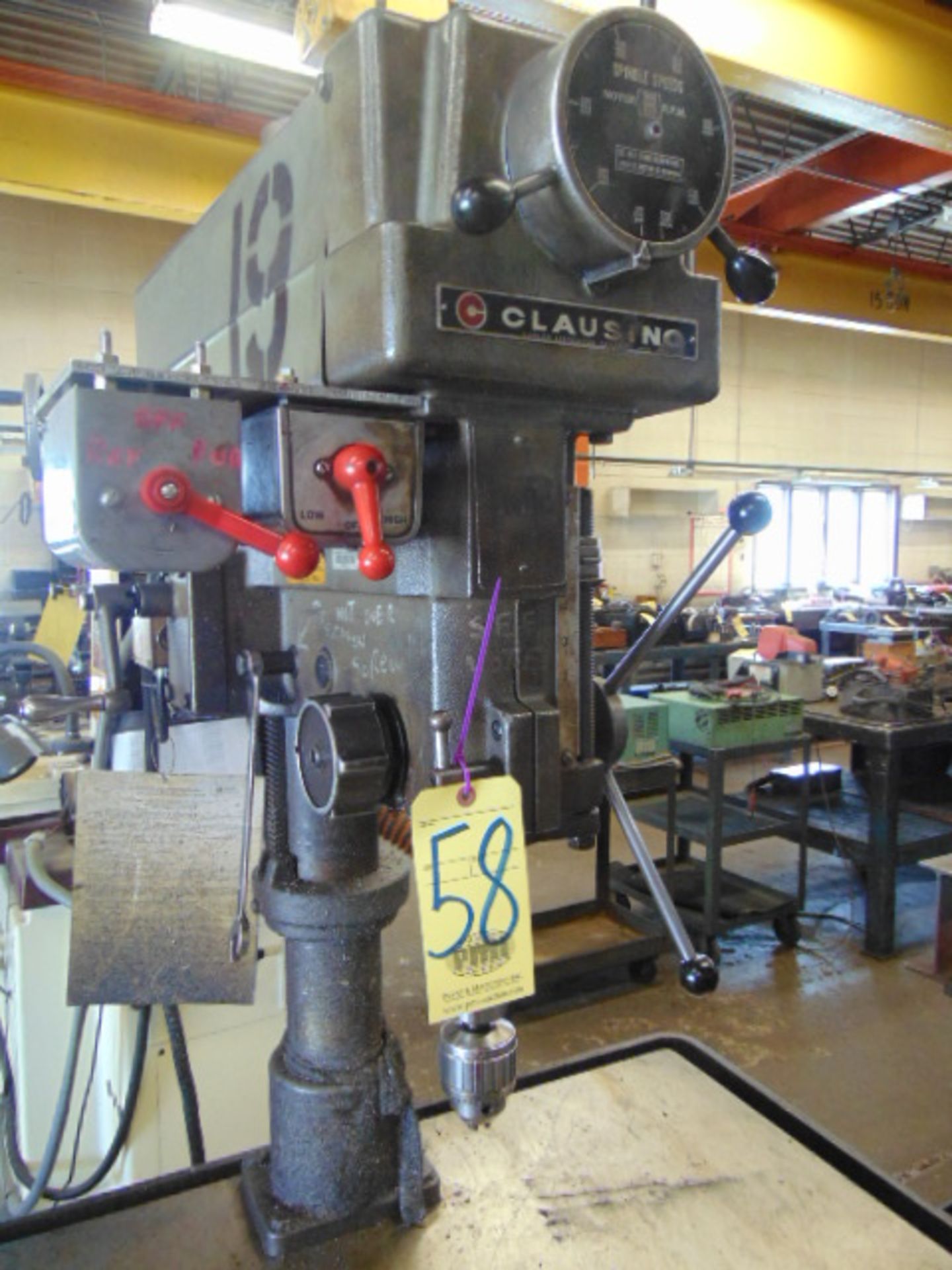 PRODUCTION DRILL, CLAUSING MDL. 2286, variable spd., oil groove table, S/N 525019 - Image 3 of 3