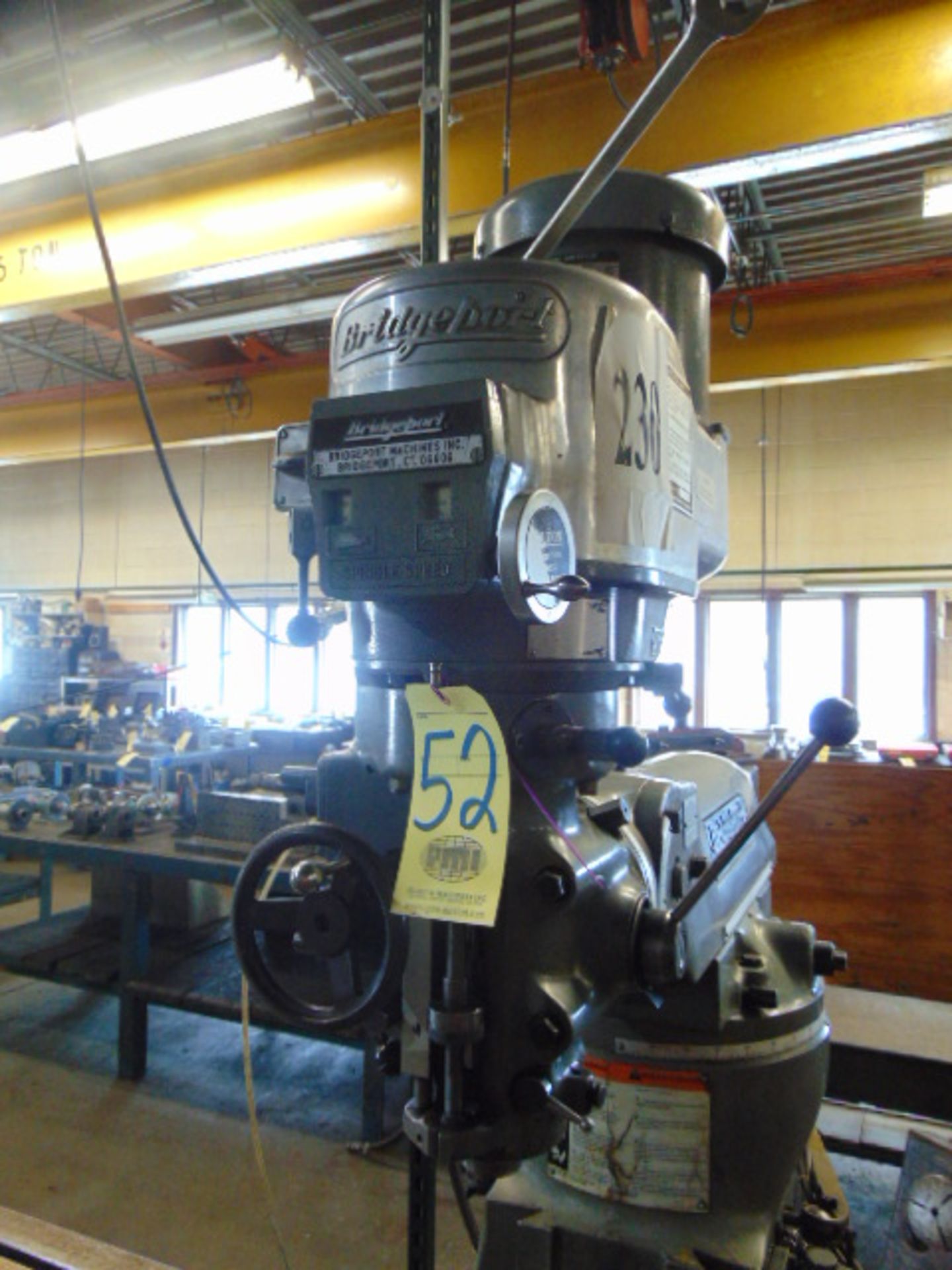 VERTICAL TURRET MILLING MACHINE, BRIDGEPORT SERIES 1, 9” x 48” table, chrome ways, variable spd. 2 - Image 4 of 8