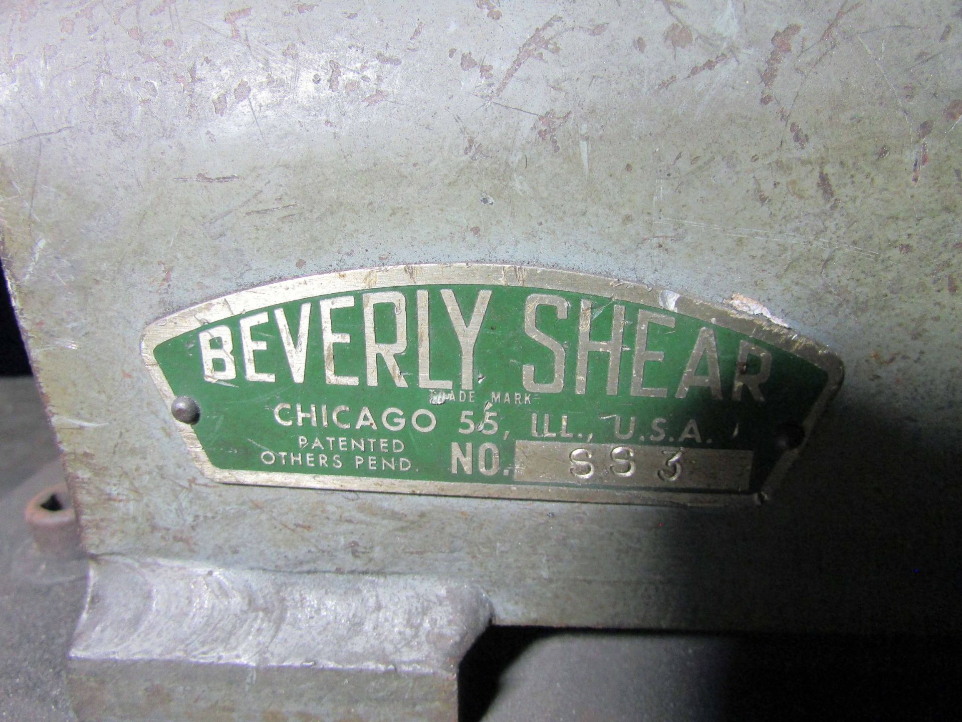 BENCHTOP MANUAL SHEAR, BEVERLY SHEAR MDL. NO. SS3, w/ table - Image 4 of 4
