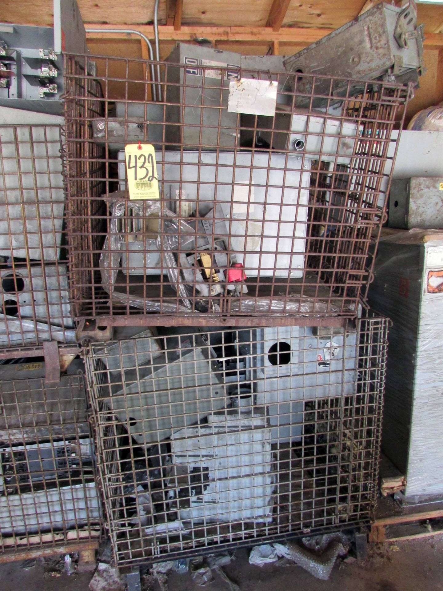 LOT CONSISTING OF: (6) wire baskets, w/ busway disconnect switches, (4) pallets, w/transformers, - Image 4 of 6