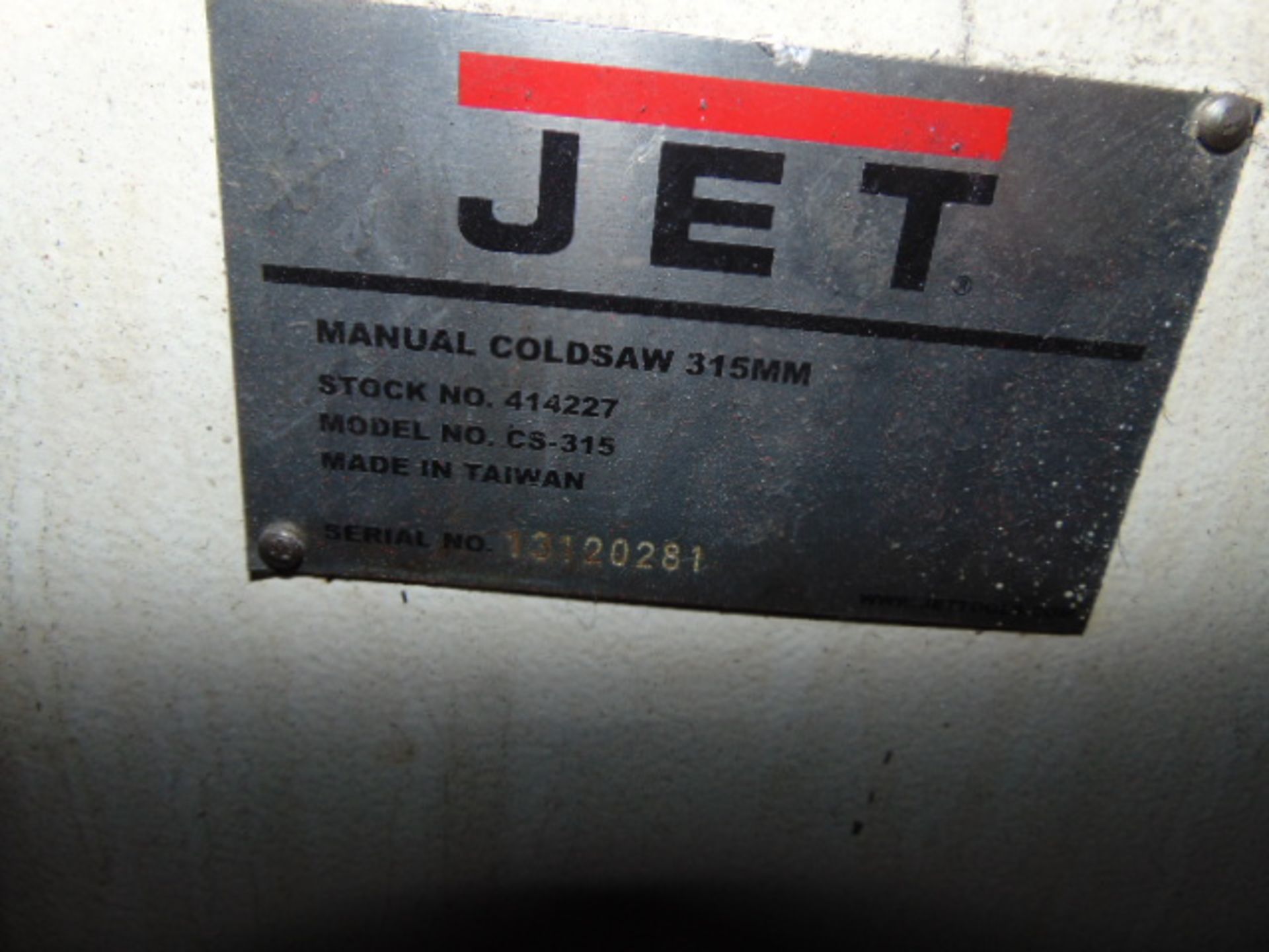 MANUAL COLDSAW, JET MDL. CS-315, 12" blade, S/N 13120281 - Image 3 of 3