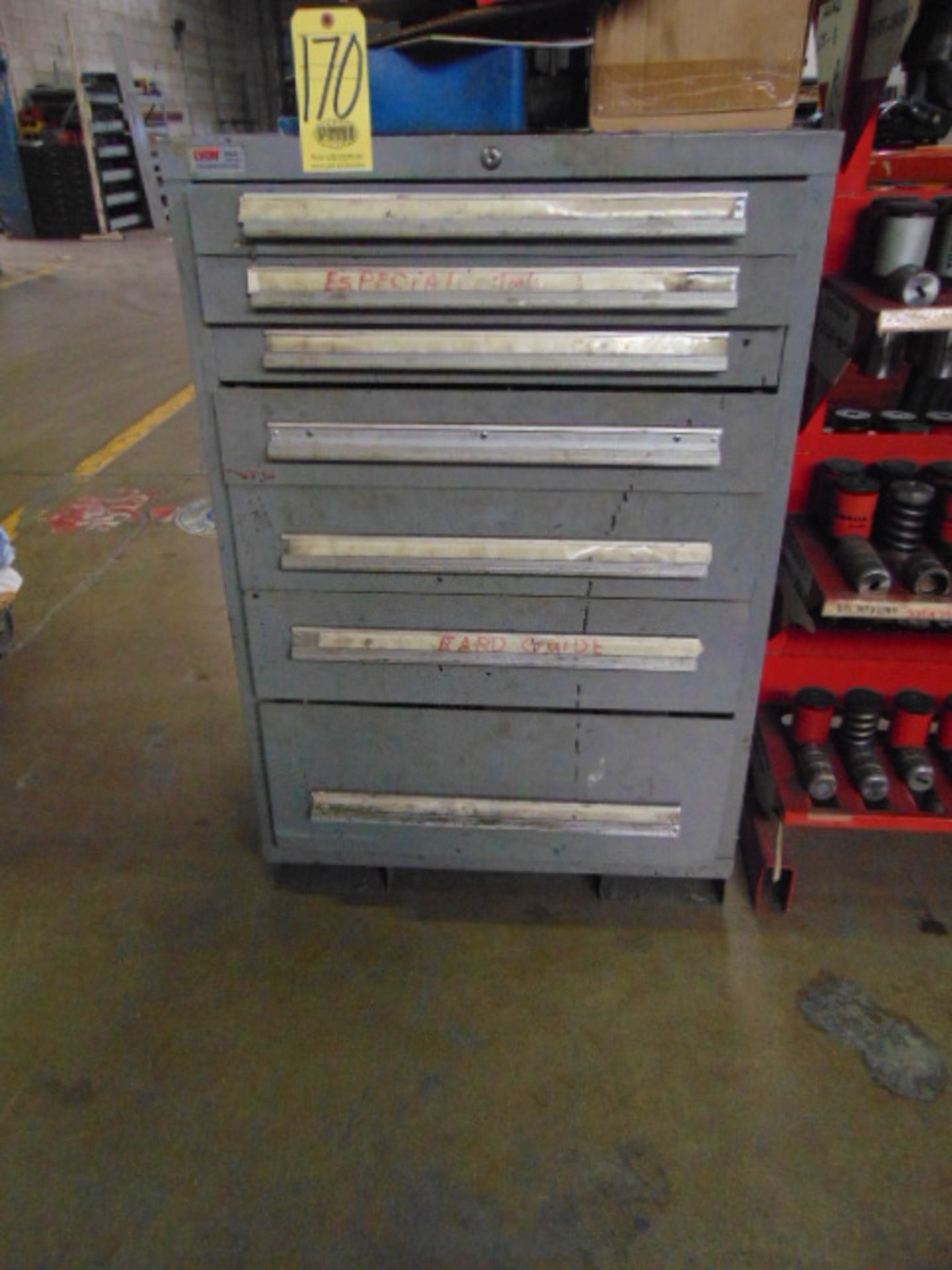 LOT OF PUNCH & DIE TOOLING, assorted, w/ tool cabinet