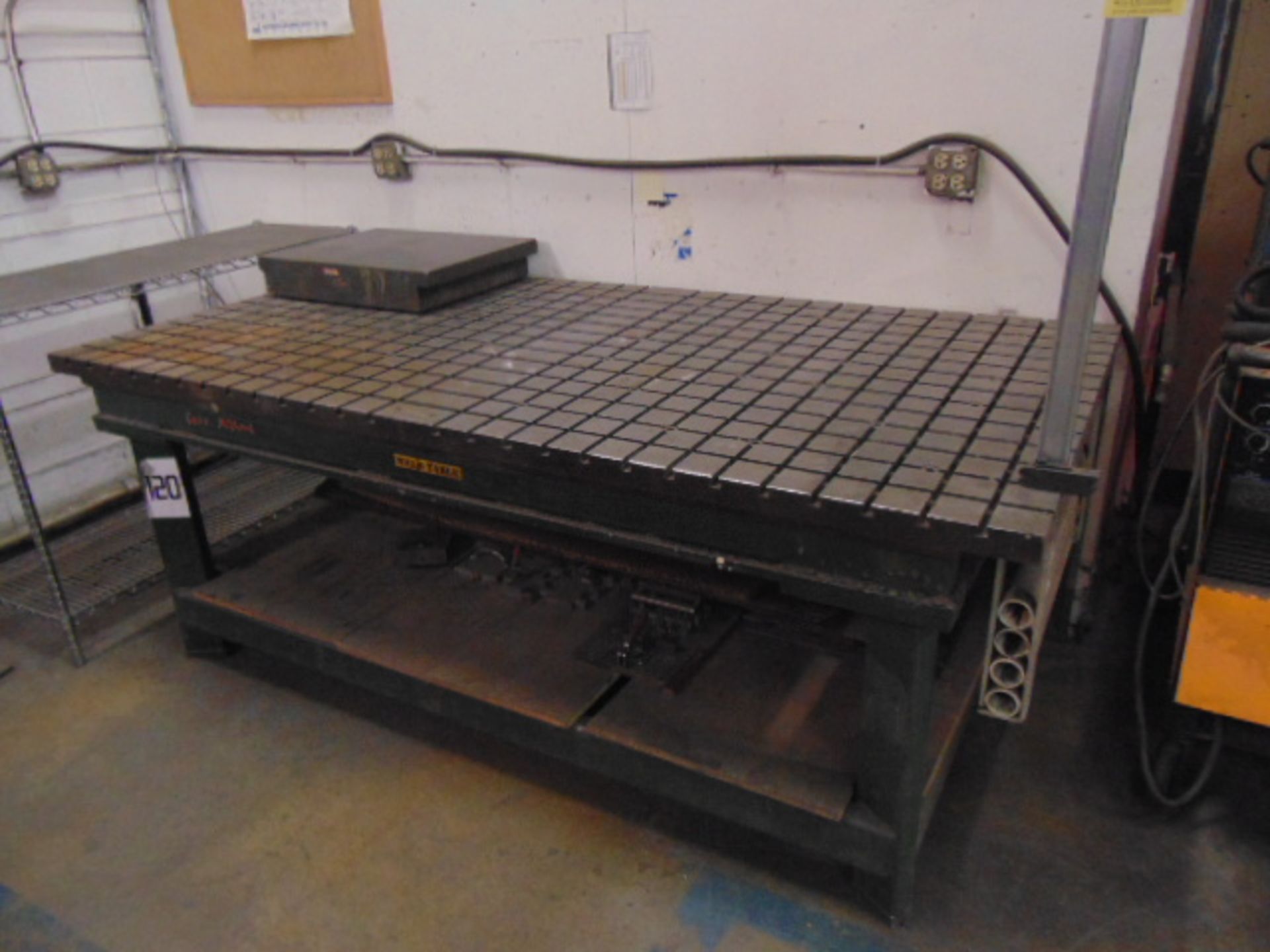 T-SLOTTED WELD TABLE, 84"L. x 42"W., w/ granite surface plate