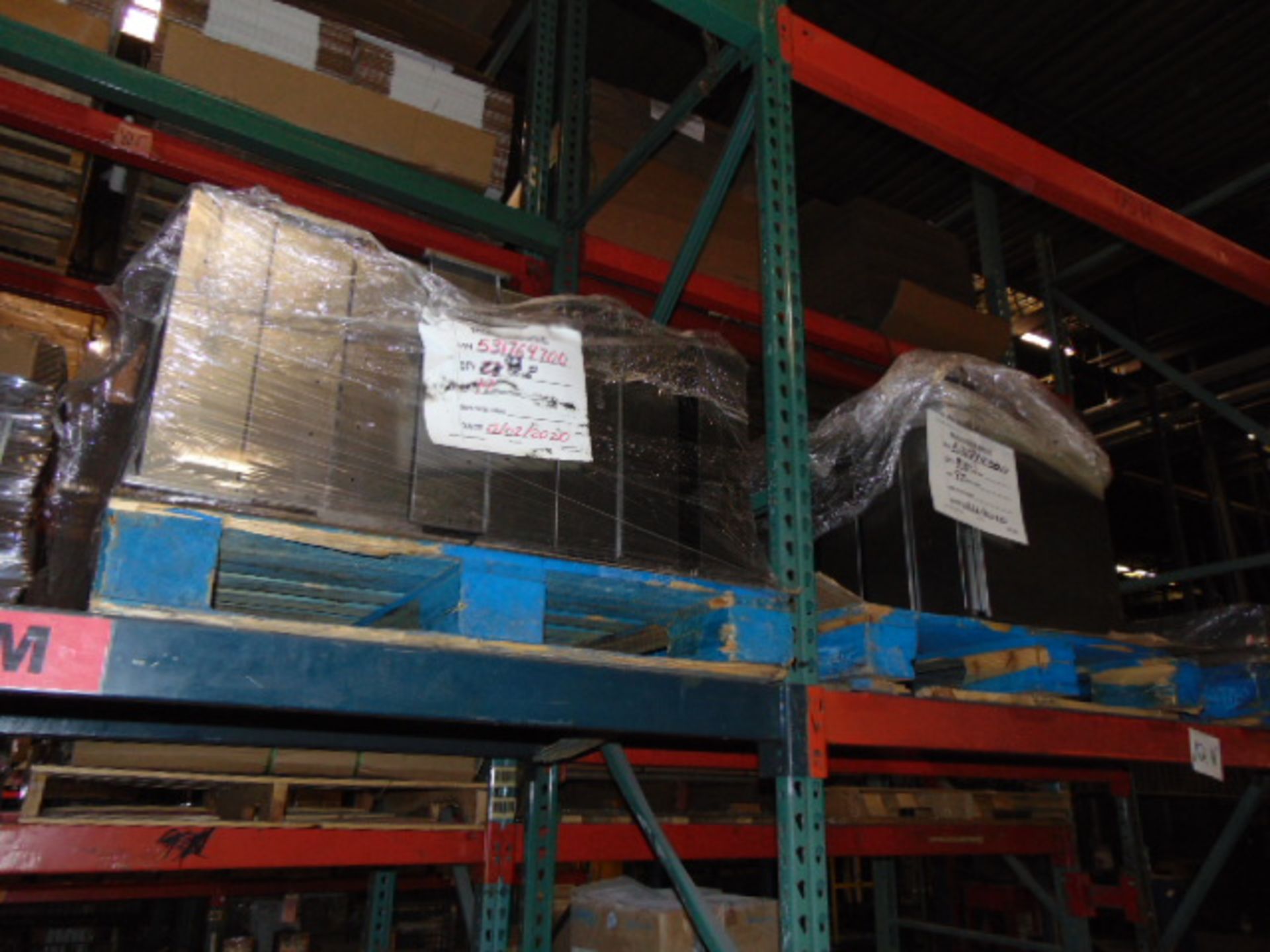 LOT CONTENTS OF PALLET RACKING SECTIONS (24) : steel parts, cardboard boxes (no powder coat or - Image 16 of 26