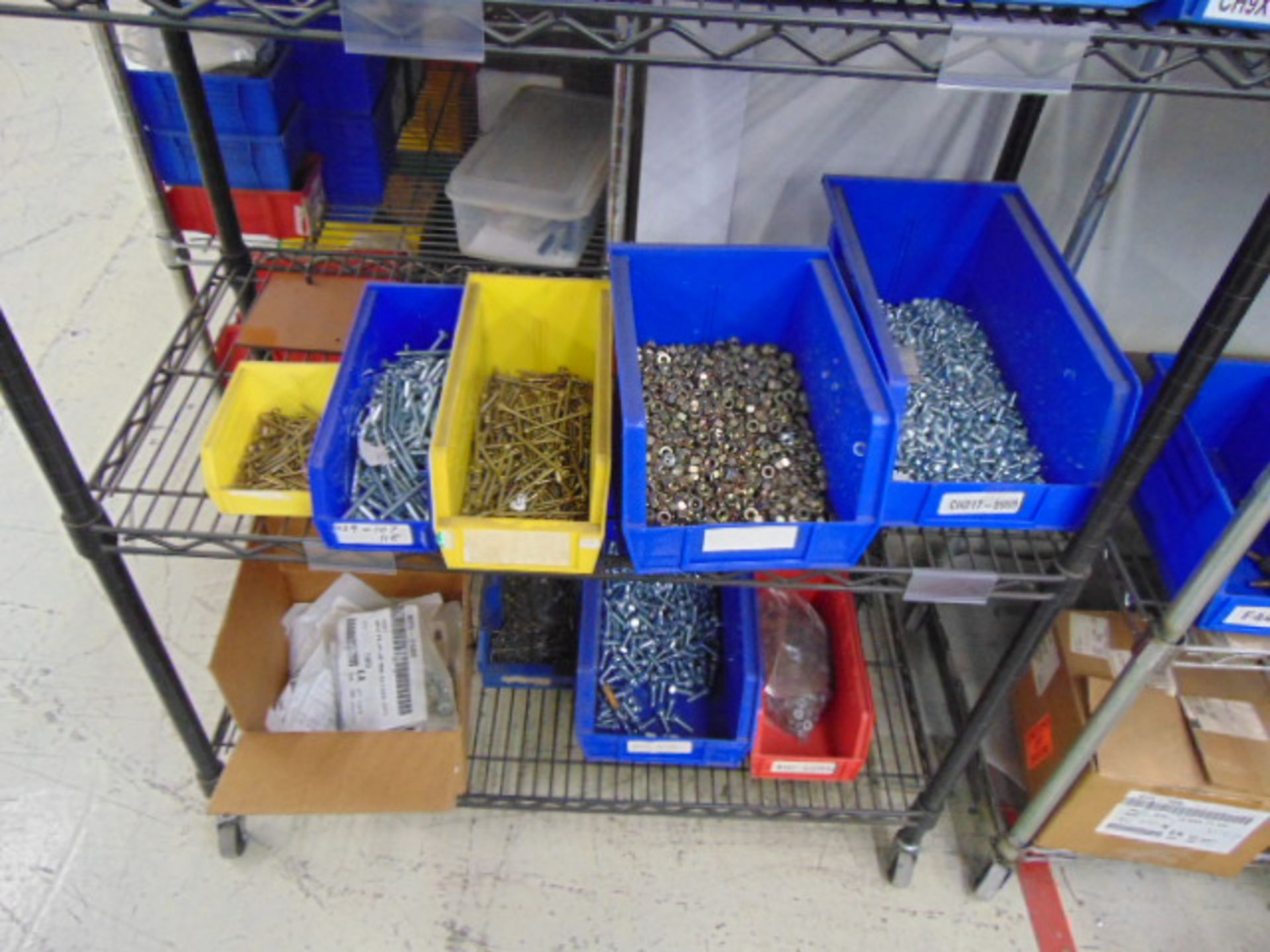 LOT OF FASTENERS, w/ (5) wire racks, assorted - Image 6 of 12